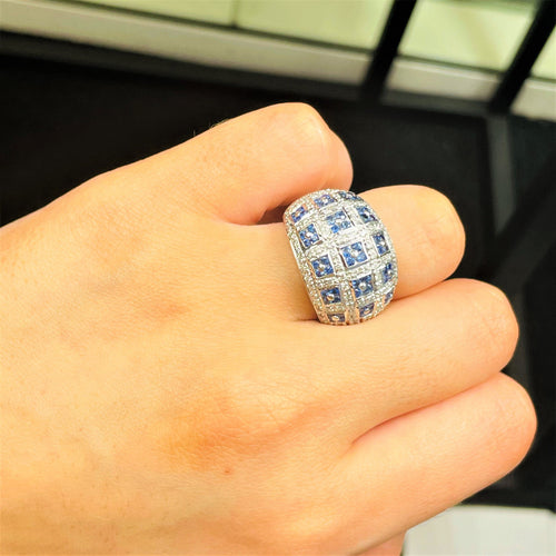 Bague 54 Bague en Or gris Saphirs & Diamants 58 Facettes 20400000589