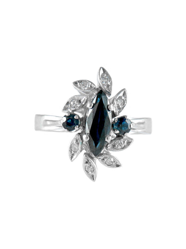 Bague BAGUE VINTAGE  SAPHIRS ET DIAMANTS OR BLANC 58 Facettes