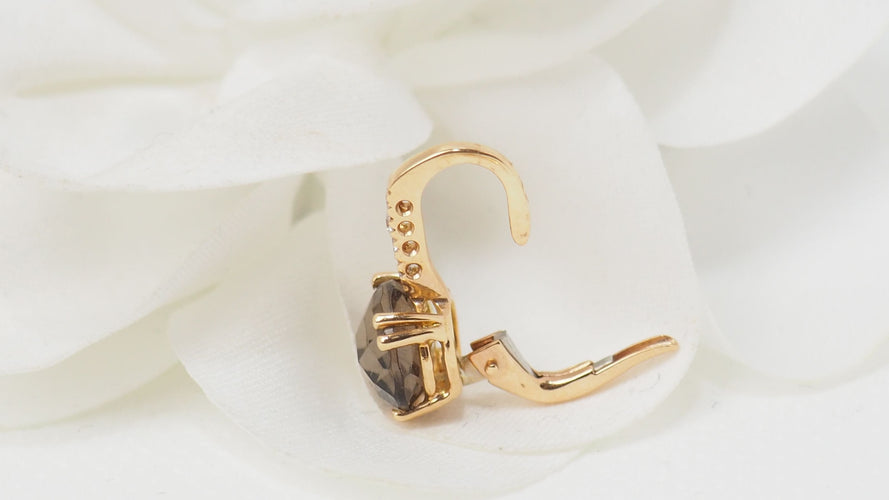 Boucles d'oreilles 16mm Boucles d'oreilles Or rose Quartz fumé Diamants 58 Facettes 30348