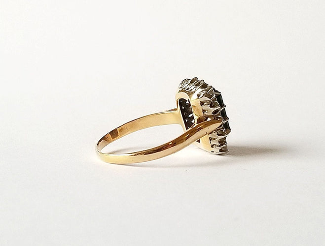 Bague 57 Bague Pompadour Or Jaune Saphir et Diamants 58 Facettes