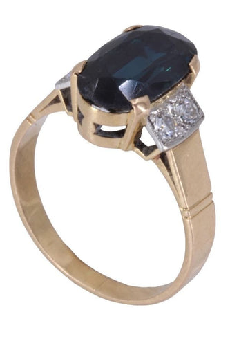 Bague 58 BAGUE ANCIENNE SAPHIR ET DIAMANTS 58 Facettes 072451