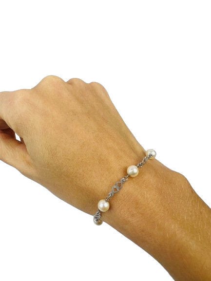 Bracelet Bracelet or blanc et perles de culture 58 Facettes 204000000797
