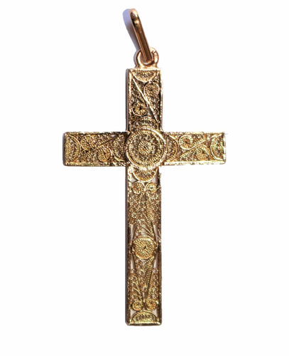 Pendentif Croix pendentif en or jaune filigrané 58 Facettes 484