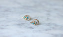 Dormeuses earrings in pink gold, pearls, turquoise and diamonds 58 Facettes