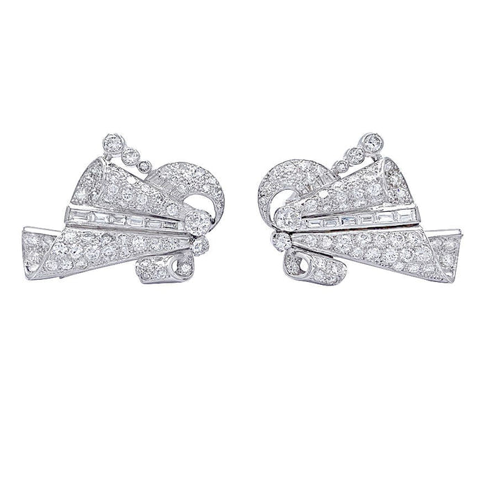 Boucles d'oreilles Boucles d'oreilles vintage, or blanc, platine, diamants. 58 Facettes 32346