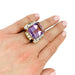 Ring 53 Tank ring in pink gold, amethyst, diamonds. 58 Facettes 31369