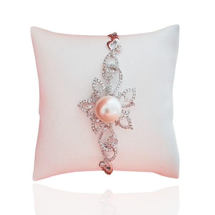 Bracelet Al Majed Jewellery - Bracelet en Or blanc, perles et diamants 58 Facettes PEARL-BR-WG-DPE