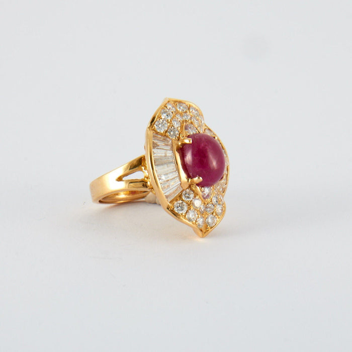 Bague 45 Bague Rubis cabochon Diamants 58 Facettes ALGU21