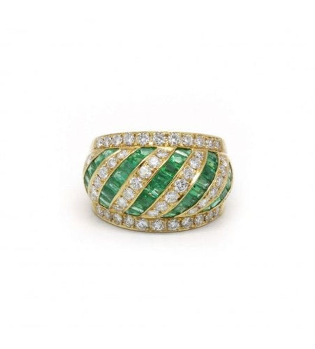 Bague 53 / Jaune / Or 750 Bague Emeraudes Et Diamants 58 Facettes 170045SP