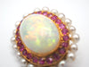 Brooch Brooch opal ruby ​​pearls yellow gold 58 Facettes