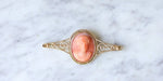 Coral cameo yellow gold brooch 58 Facettes