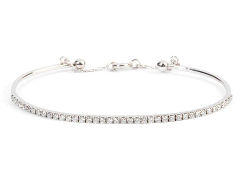 Bracelet Bracelet demi jonc or gris et diamant sur le dessus 58 Facettes 0