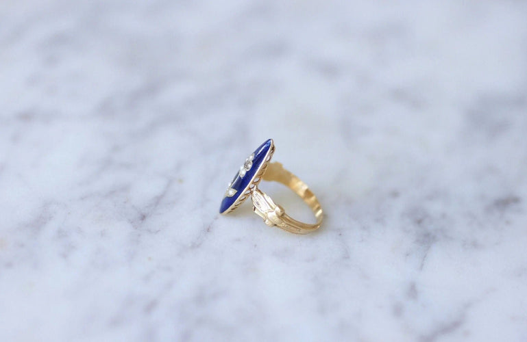 Bague Bague sentimentale fleur perles sur émail 58 Facettes