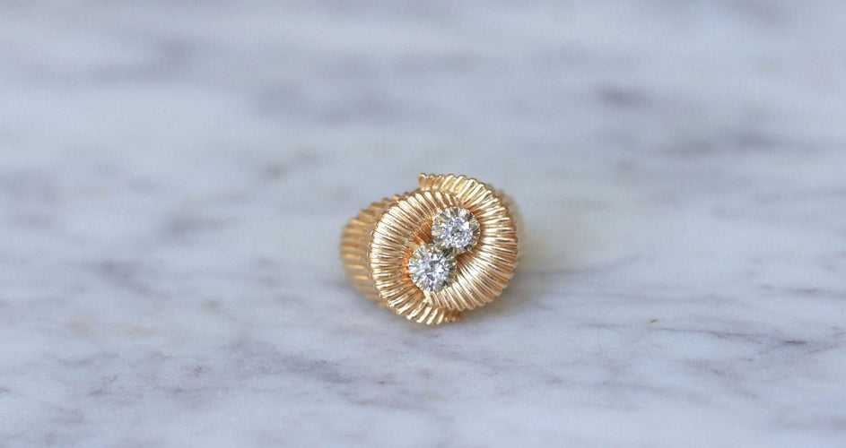Bague Bague spirale or rose et diamants 58 Facettes
