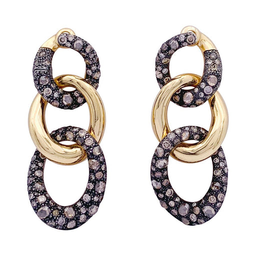 Earrings Pomellato earrings, "Tango", in pink gold, silver and brown diamonds. 58 Facettes 33472