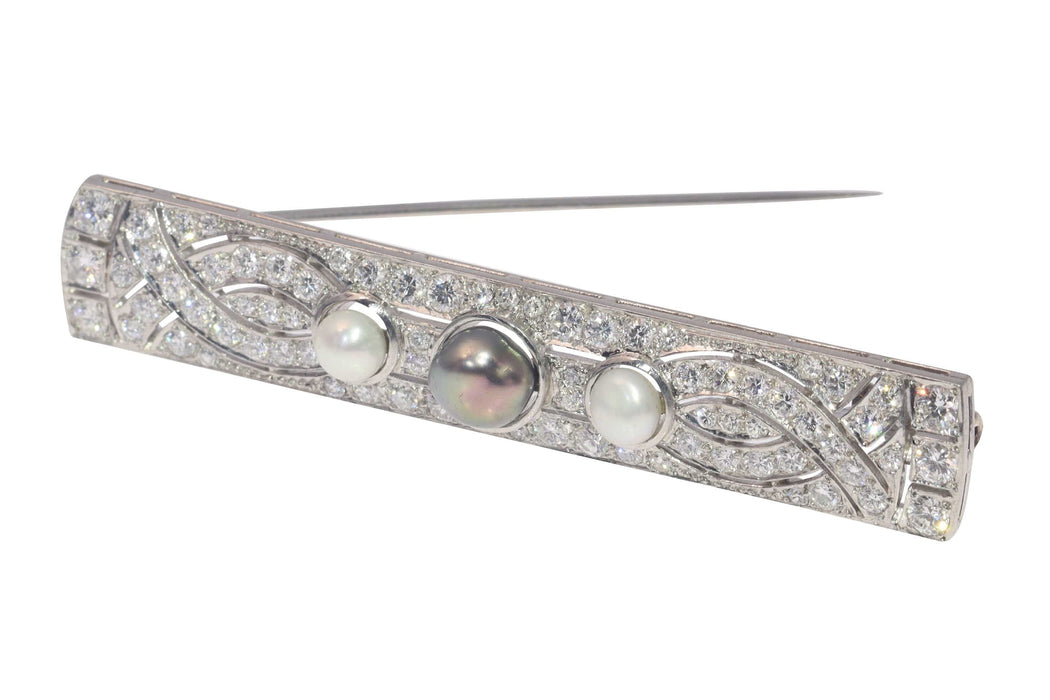 Broche Broche vintage platine diamants et perles 58 Facettes 23180-0375
