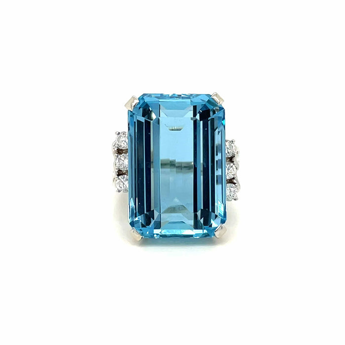 Bague 55 Bague Diamant Aigue-marine 58 Facettes