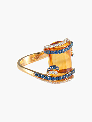 Bague 52 Bague Citrine miel 58 Facettes