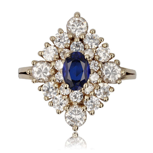 Ring 61 Diamond-shaped white and blue synthetic sapphires ring 58 Facettes 23-193