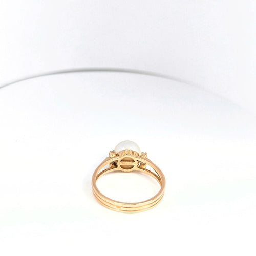 Bague Bague en or jaune diamants et perle 58 Facettes 18699