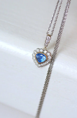 Pendentif Collier Pendentif Cœur 2 Ors Saphir Ceylan Diamants 58 Facettes
