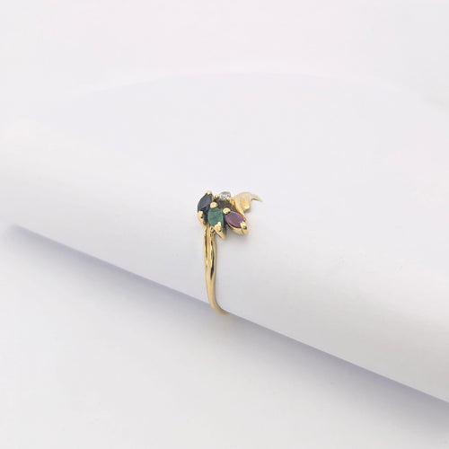 Bague Bague Florale Emeraude, rubis & saphirs 58 Facettes 25930