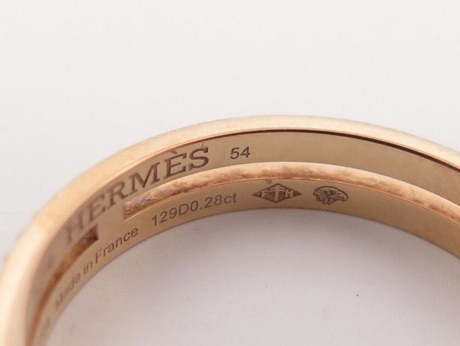 Bague 54 HERMES - Bague Ariane Or Rose Diamants 58 Facettes 252134