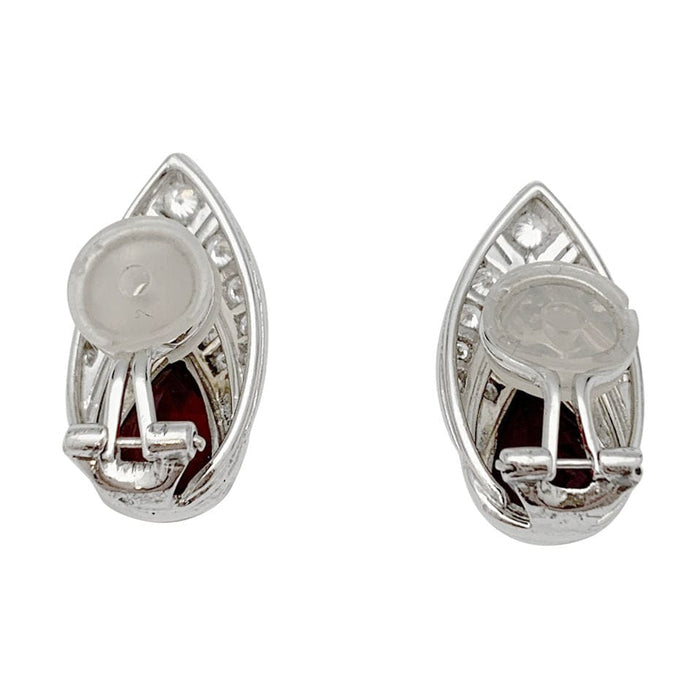 Boucles d'oreilles Boucles d'oreilles or blanc, platine, diamants, rubis de synthèse. 58 Facettes 31865