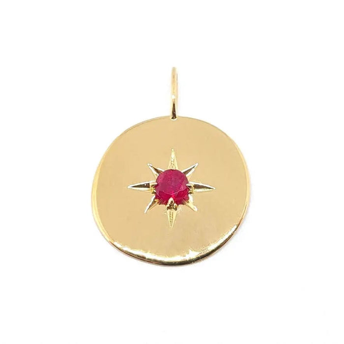 Pendentif Médaille martelée rubis or jaune 58 Facettes