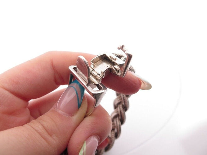 Bracelet vintage bracelet HERMES etrier sellerie argent 800 maille tressee 58 Facettes 254704