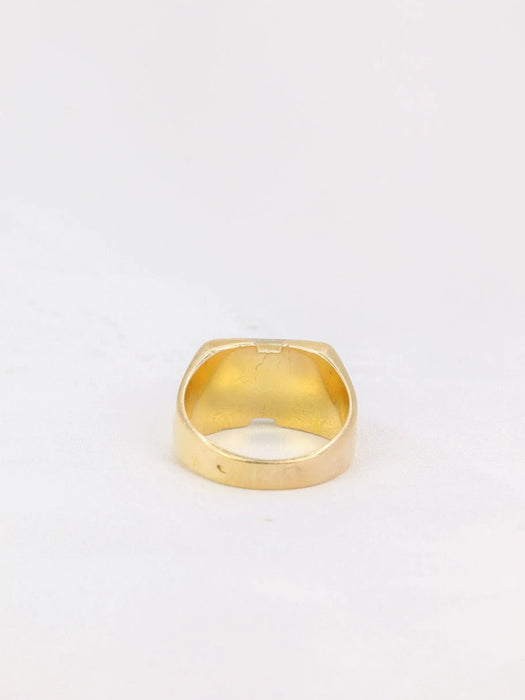 Bague 50 Chevalière Or jaune Plateau pavé de Diamants 58 Facettes J163