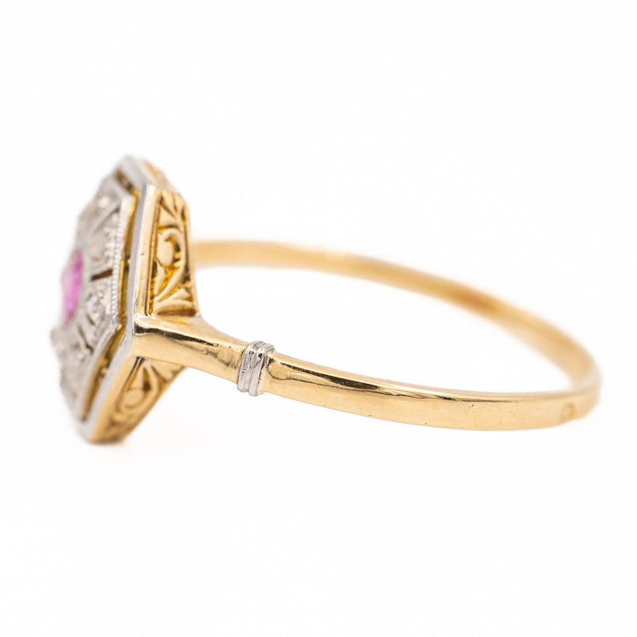 Bague 58 Bague Or jaune Saphir rose 58 Facettes 2419119CN