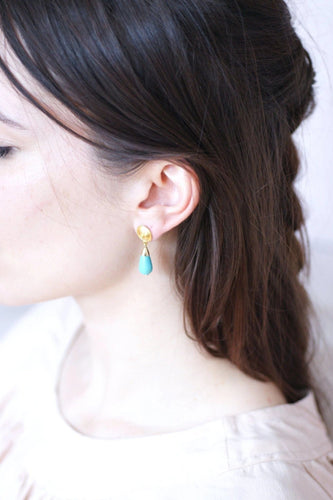 Boucles d'oreilles Boucles d'oreilles or et goutte de turquoise 58 Facettes