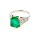 Ring 51 Art Deco Ring Platinum Emerald Diamonds 58 Facettes 21498 / 23389