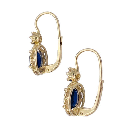 Boucles d'oreilles Dormeuses or jaune, saphirs et diamants. 58 Facettes 32707