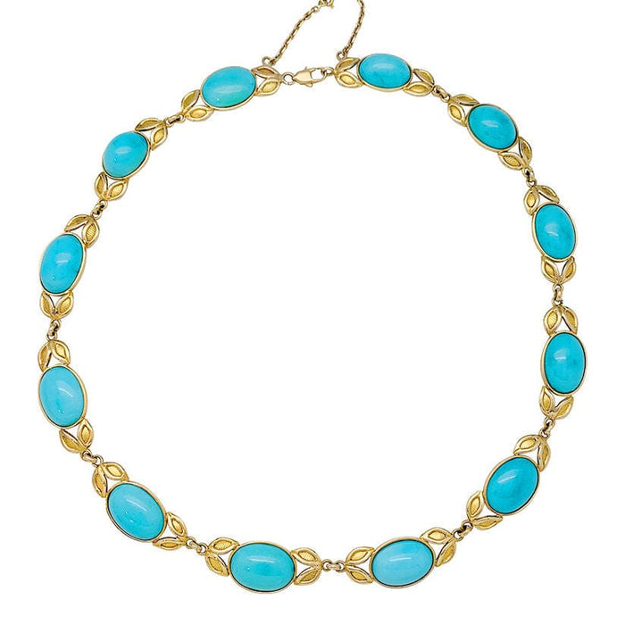 Collier Collier en or jaune décoré de turquoises. 58 Facettes 31468