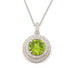Necklace Peridot necklace surrounded by diamonds in white gold 58 Facettes