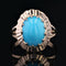Bague 54 Bague vintage turquoise or rose 58 Facettes 23-001