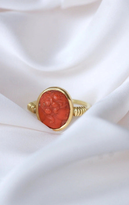 Bague Bague style antique camée corail 58 Facettes