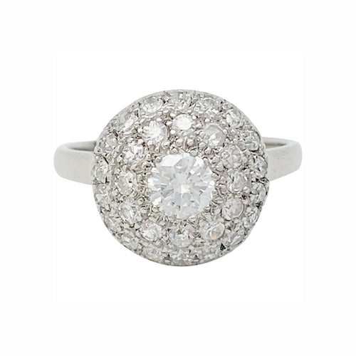 Bague 55 Bague boule en platine, or blanc et diamants. 58 Facettes 31667