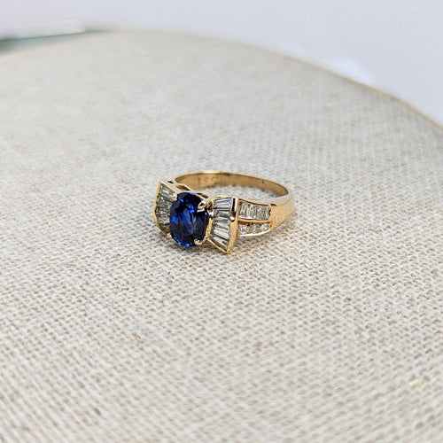 Bague Bague en or jaune diamants et saphir 58 Facettes 18764