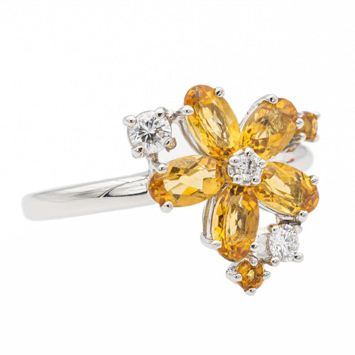 Bague 53 Bague fleur or blanc citrine 58 Facettes 2700726CD
