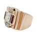 Ring 51 Tank ring in pink gold, platinum, diamonds and rubies. 58 Facettes 32052