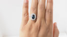 Ring 52 Pompadour ring in white gold, sapphire and diamonds 58 Facettes 32110