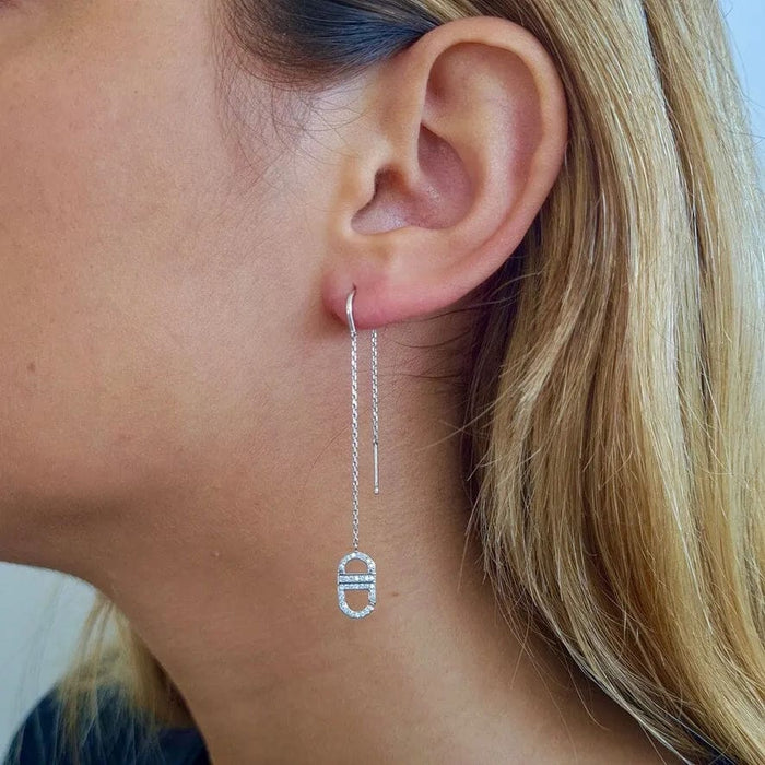 Boucles d'oreilles Pendants d'oreilles liens diamants or blanc 58 Facettes