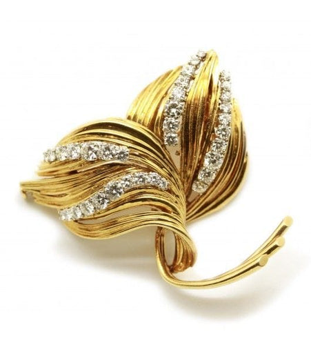 Broche Jaune / Or 750 Broche Feuillage Or et diamants 58 Facettes 170175R