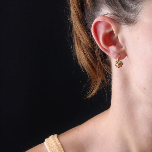 Boucles d'oreilles Dormeuses anciennes 2 ors rubis 58 Facettes 22-576
