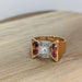 Ring Tank ring in yellow gold, diamonds and tourmalines 58 Facettes 16865