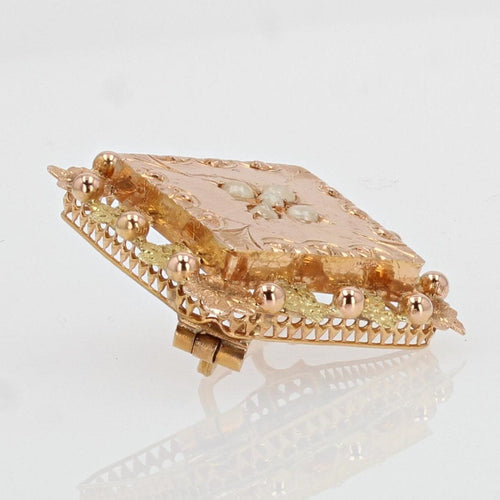 Broche Broche de col ancienne or rose or vert perle fine 58 Facettes 01-056
