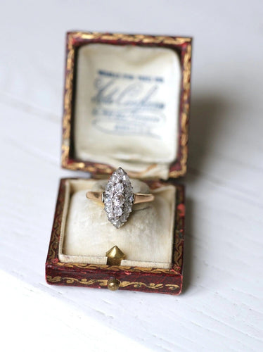 Bague Marquise ancienne diamants or et platine 58 Facettes